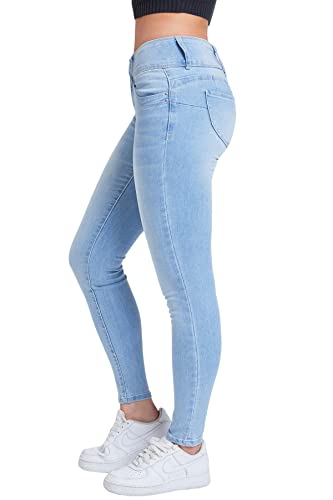 Ymi Womens Wannabettabutt 3 Button Mid-Rise Skinny Made With Recycled Fibers Jeans, Q08, 5 Us #TOP1