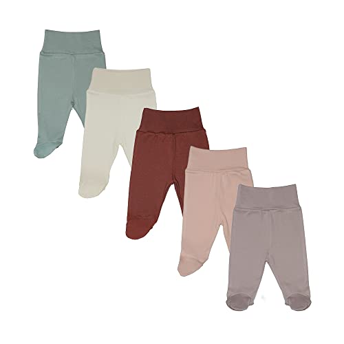 MEA BABY Unisex Baby Hose mit Fuß aus 100% Baumwolle im 5er Pack, Baby...