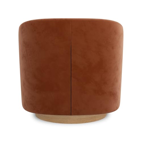 Image of Swivel Accent Chair, Upholstered Modern Barrel-Curved Arm Chair, Velvet Fabric Comfty Sofa Reading Chair with Solid Wood Base for Living Room, Bedroom, Club, Burnt Orange