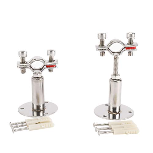 Highfree Stainless Steel Wall Mount Ceiling Mount Pipe Supports, 2 Pack Adjustable Pipe Bracket Clamp Pipe Straps With Screws Fit For Diameter 19Mm (1/2-Inch) Pipe Tube #TOP4
