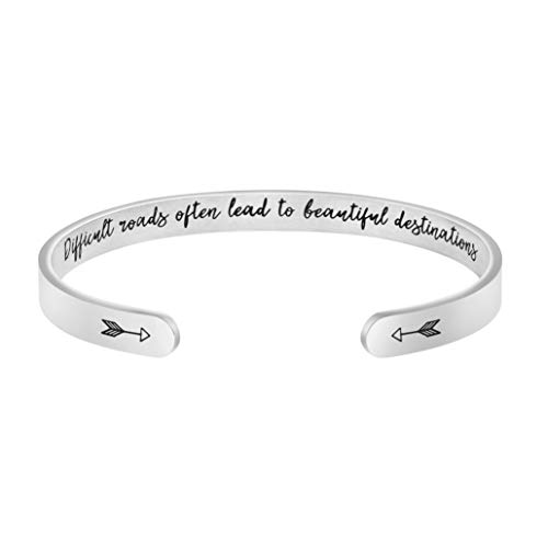 Cuff Bracelets for Women Empowerment Jewelry Difficult Roads Often Lead To Beautiful Destinations Bracelet