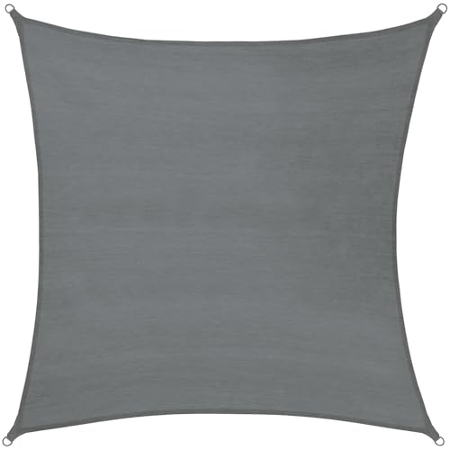 tectake® Toldo Vela, Resistente, Toldos Terraza, Toldo Camping, con Anillas de Acero y Cuerdas Tensoras, Tela para Patio Exterior o Terraza Exterior - 4 x 4 m Cuadrado Gris