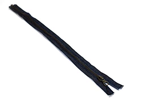 1 fermeture éclair Lampo en métal séparable < > Longueur 48 cm < > Largeur 5 mm < > Bleu Jeans 100 % coton < > Chaîne métal argenté sale Cover