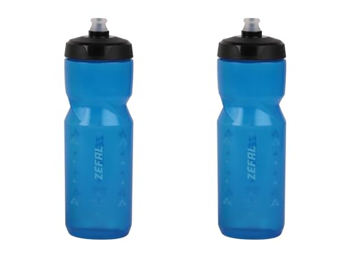 ZEFAL Pack Sense Soft 80 Bicycle and Mountain Bike Bottles - Set of 2 Soft and Odourless Sports Bottles - BPA-Free Water Bottle - Silicone Teat - Transparent Blue, 2 x 800 ml