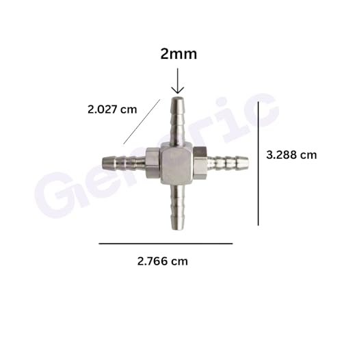 Image of Dental Chair Parts 2mm 4-Way Joint (Pack of 3) | Brass Connector for Dental Unit Water Pipe | Durable & Lightweight