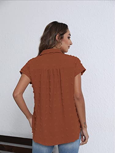 BOTHENIAL Women White Button Down Shirt Dressy Casual Work Tops Chiffon Blouse Summer Short Sleeve Shirts2