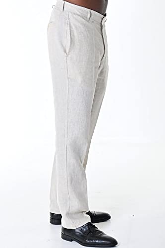 bohio Mens Casual Summer Flat Front Pants 100% Linen - in (6) Colors - MLP504