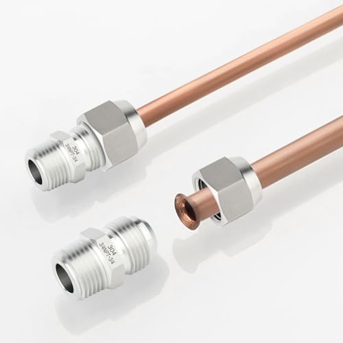 Image of TAISHER 2PCS Forging of 304 Stainless Steel Tube Flare Fittings, 3 /4 inch Male Flare x 3 /4 inch NPT Male, Half Union