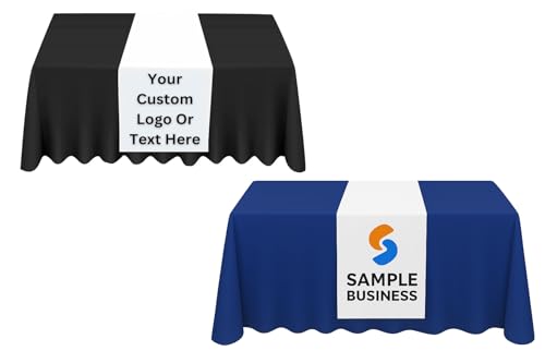 T-SHIRT DESIGN STUDIO Chemin de table personnalisé – Texte/logo personnalisé, motif imprimé du nom pour entreprise, salon, fête, événements, expositions,...