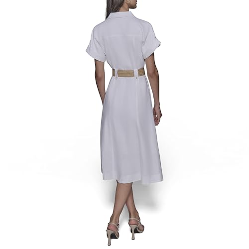 Image of Karl Lagerfeld Women's Light Collared Short Sleeve Midi Dress