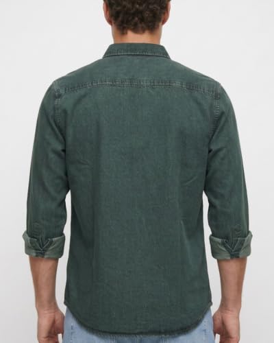 Image of Amazon Brand - INKAST Men Washed Cotton Twill Denim Casual Button Down Shirt | Full Sleeves | Regular Fit | Stylish Summer - Everyday Wear