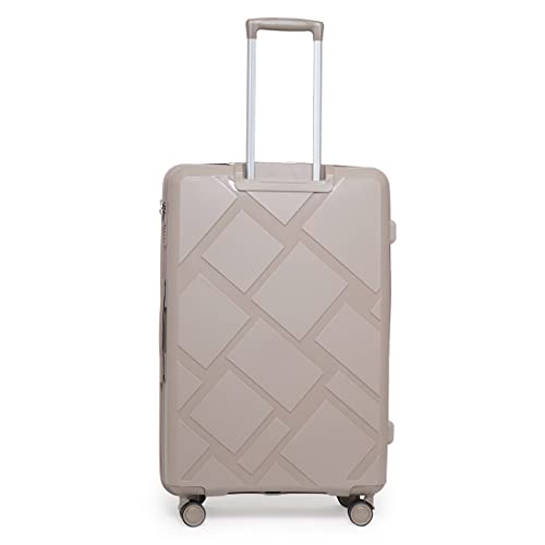 Image of SWISS MILITARY Star Lightweight Hard-Sided 28 Inch Large Size Textured Travel Luggage Trolley Bag, Overnighter Suitcase Bags with Durable ABS Body & TSA Lock, Smooth 360 Spinner Wheels - Beige