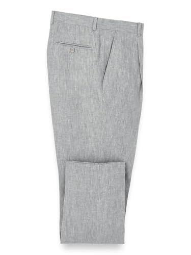 Paul Fredrick Men's Linen Chambray Twill Single Pleat Pants