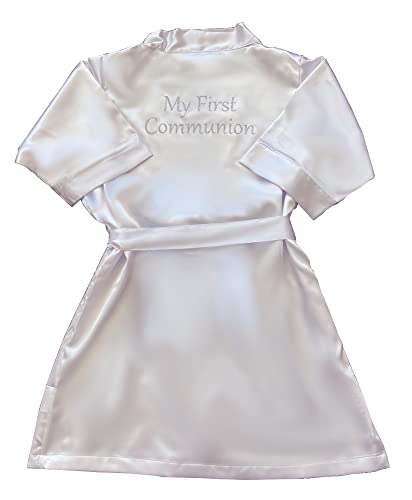 Girl's My First Communion Silvery White Glitter Silk Special Occasion Robe