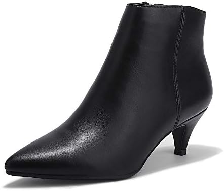 IDIFU Women Booties Low Kitten Heel Ankle Boots Pointed Toe Short...