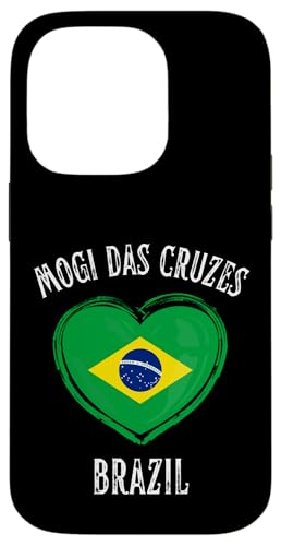Coque pour iPhone 14 Pro Brazil Flag Heart Mogi Das Cruzes City