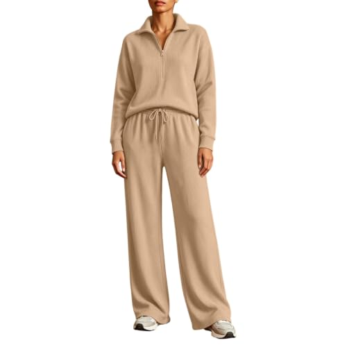 Survêtement 2 pièces pour femme avec pull manches longues sans capuche et pantalon jogging