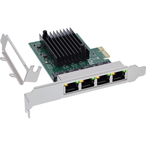 Tarjeta de red Inline Quad Gigabit 4 puertos RJ45 1Gb/s PCIe x1 con soporte Low Profile 51127B miniatura 1