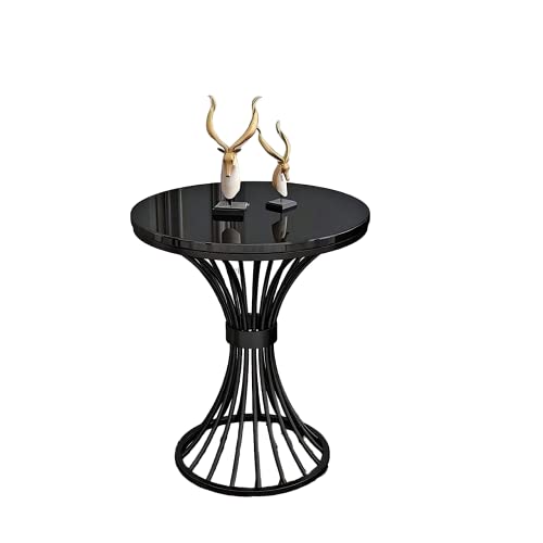 Image of Round Coffee Table Side Table Modern Home Decor Tea End Table for Living Room Bedroom and Balcony (Black)