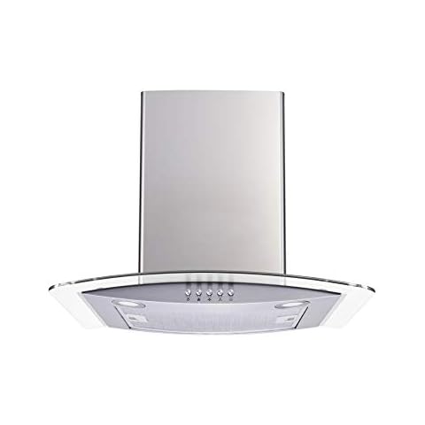 Winflo 30 In. Convertible Stainless Steel/Glass Wall Mount Range Hood with Aluminum Mesh Filter and Push Button Control Cover
