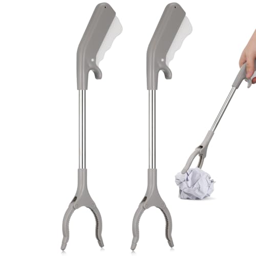 Cabilock 2 Stück Greifzange für Senioren 40cm Aluminium Müllzange Extra Langer Greifer Greifhilfe Greifarm für Senioren und Kinder für Rollstuhl-Nutzer Apfelpflücker & Laubgreifer Zubehör