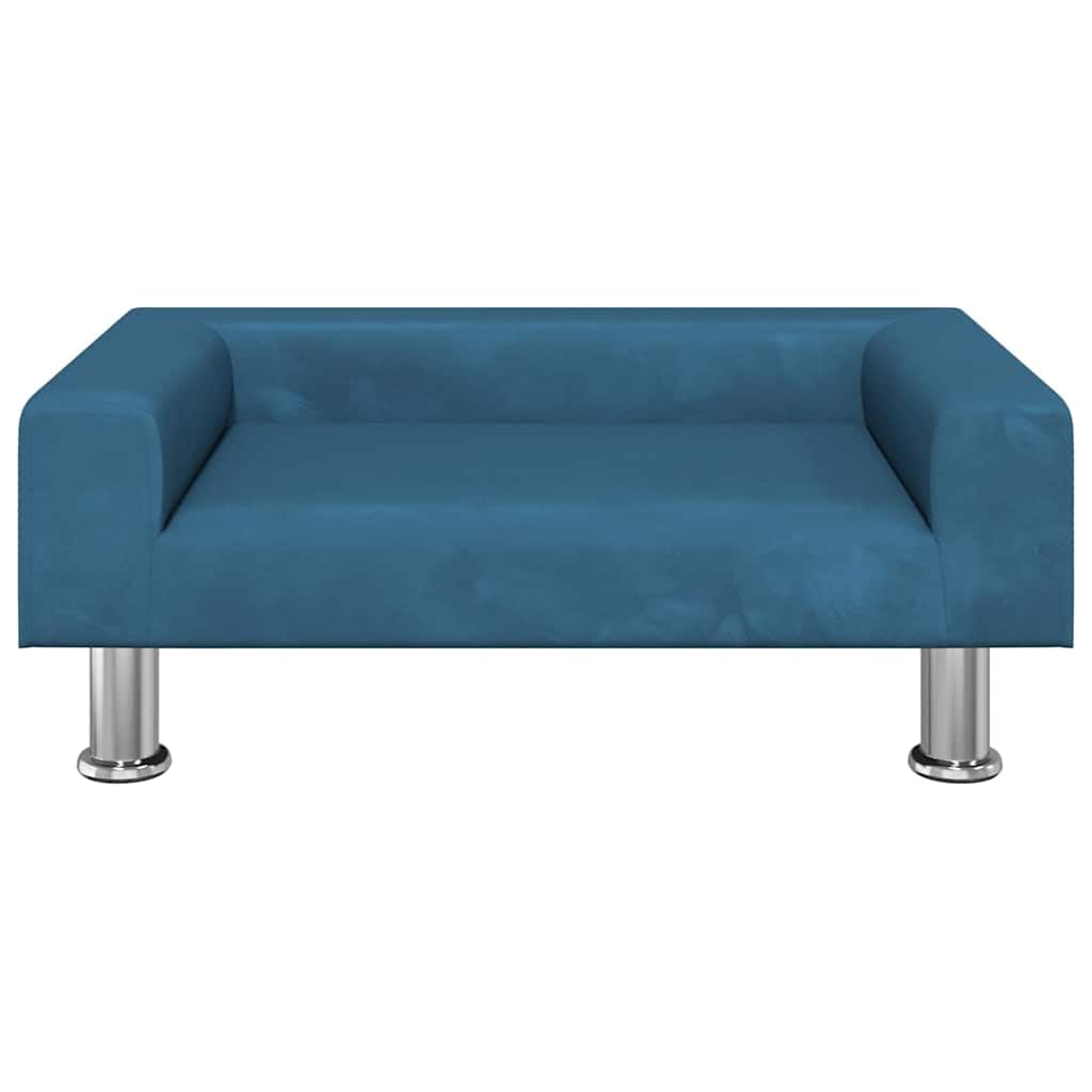 Hundebett Blau 70x45x26,5 cm Samt mit weicher Matratze, rutschfestes Sofa für kleine Hunde, haustierfreundliches Kissen, gelenkschonender Schlafplatz
