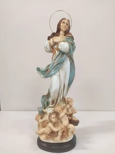 Generico ArteSacraCaravaggio Statua della Madonna Immacolata Concezione, Miracolosa, cm 40 (15,74 inches) in resina decorata a mano di produzione artigianale