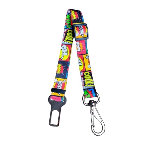 MY PET BRASIL Cinto De Segurança Para Cães 80Cm Regulável Adaptador De Carro Para Cachorros Guia Pet Transporte Viagem E Passeio Modelo Universal Estampa Wtf