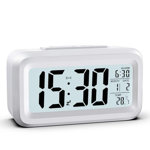 HOMVILLA Wecker Digital Batteriebetrieben mit Temperaturanzeige Große LCD Display, Schlummerfunktion, Datum, Nachtmodus, Hintergrundbeleuchtung...