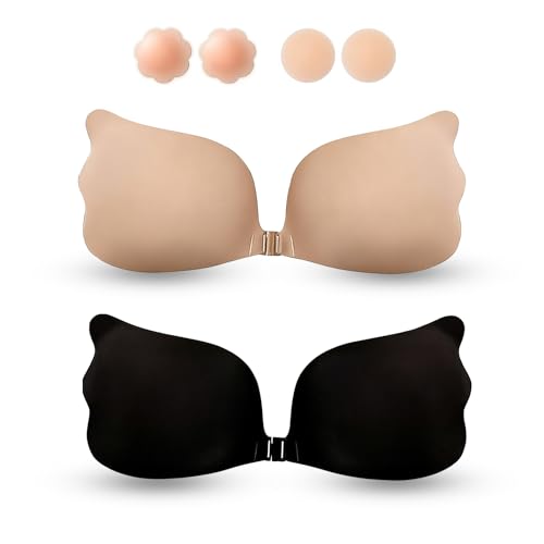 WENRENMK 2 Reggiseno Invisibile & 4 Copricapezzoli, Coppe...