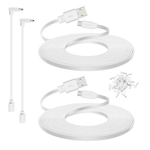 2-Pack 25 ft Micro USB Extension Cable for Wyze Cam v4, Pan v3, Nest, White