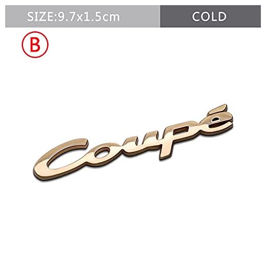 OUMIFA Bilemblem emblem dekal bildörr fönster karosseri klistermärke kompatibel med Porsche Buick Hyundai Maserati Bentley Audi BMW SAAB dekoration tillbehör bil märke klistermärke (färg: Guld-Coupe-B)