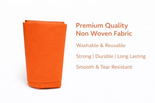 Image of Non-Woven Fabric 90 GSM | 63 Inch (160 cm) Width | 5 Meter Length | Multipurpose Fabric for Bag Making, Lining, Craft & Home Utility | Durable, Easy to Clean & Reusable | Orange