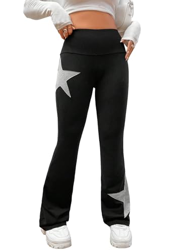Amazon.com: COZYEASE Women's Star Graphic Elastic Waist Flare Leg