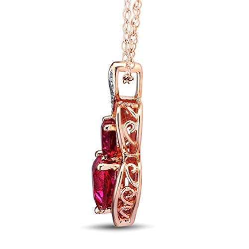 Lab Created Ruby Pendant Necklace With Diamond Accent In 10K Rose Gold #TOP4