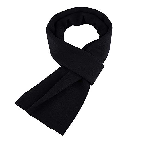 Riona Men's 100% Australian Merino Wool Scarf Knitted Soft Warm Neckwear With Gift Box(Black) #TOP6