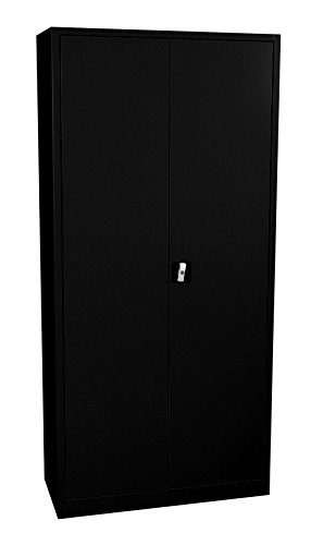 Flügeltürenschrank komplett montiert schwarz 195x92x60cm (HxBxT) Metallschrank abschließbar Stahlschrank Lagerschrank Aktenschrank 530369