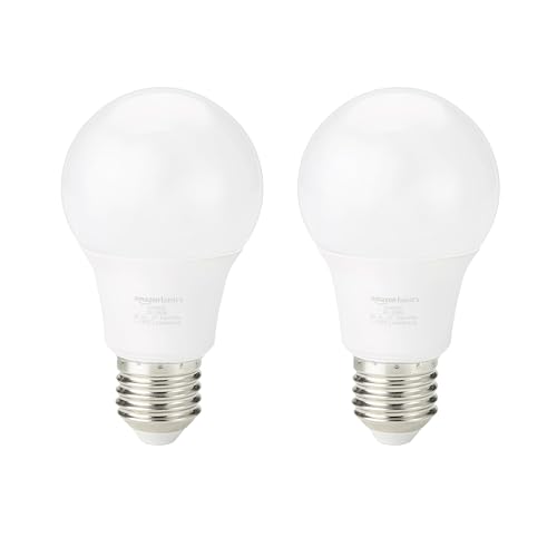 Amazon Basics Bombilla LED, rosca Edison, casquillo E27, 8 W (equivalente a 60 W), blanco frío, No Regulable, 2 Unidad, Paquete de 1