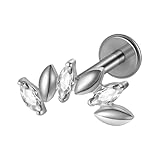 Genérico Pendientes Espalda Plana - Joyería Piercing Nasal Circonita | Pendientes Pequeños Espalda Plana | Para festivales, citas, eventos, vacaciones, bodas, uso diario y conciertos
