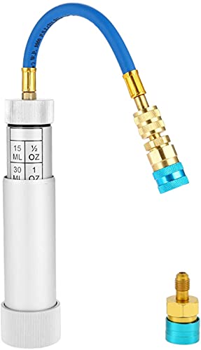 Bowarepro ACオイルインジェクターキット R134A/R1234Yローサイド クイックアダプター付き カプラー付きハンドターンフィラー注入ツール 1/4"SAEコネクター付きHVAC染料オイルインジェクター R134A R22 R12R 1234YF冷媒システム用