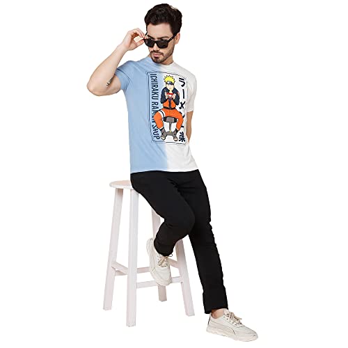 Image of Free Authority Naruto Printed Regular Fit White Cotton Men's T-Shirt