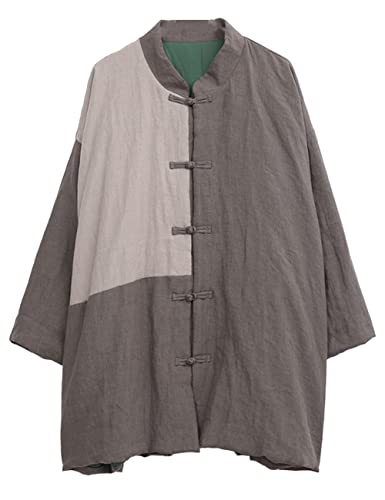 LUZU JUNU Women's Cotton Padded Coats Mid-Length Quilted Chinese Style Fall Winter Patchwork Jackets2