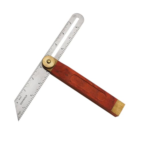 ledmomo 多機能可能スライディング角定規 木製ノブ付きステンレス製測定工具 木工用軽量コンパクトマルチアングルメジャー