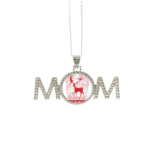 Collier cerf de dessin animé rouge idée cadeau maman fête des mères