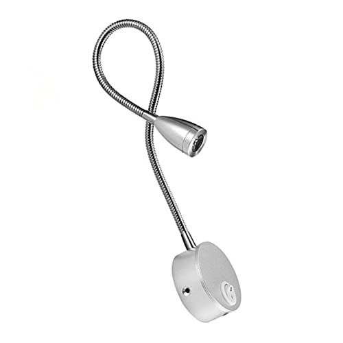Angoily 3W LED Bedside Reading Light Flexible Wall Lamp with Brushed Silver Light Creative Design for Bedroom Comfortable Reading Home Wall Lamp