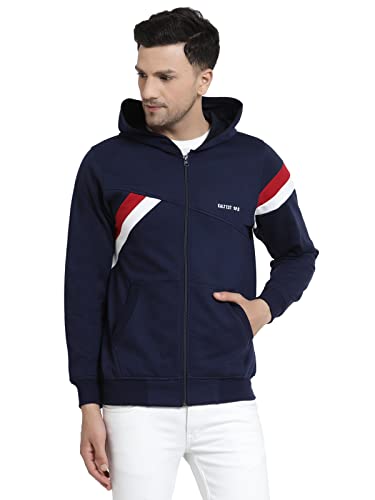 Image of Kalt Men Full Sleeves Zipper Fleece Striped Hoodie