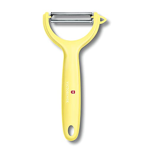 Victorinox Stainless Steel "Swiss Classic" Peeler, Serrated/Wavy Edged For Kitchen And Household, Swiss Trend Colours Special Edition - Lemon, Swiss Made, Small (7.6079.82) #TOP3