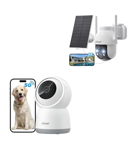 ieGeek 2.4/5GHz Camara Vigilancia WiFi Interior y 3MP Camara Vigilancia WiFi Exterior Solar