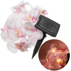 GlobalNiche 12 LED Solar Powered Orchid Flower String Light Garden Landscape Lamp Home Decor