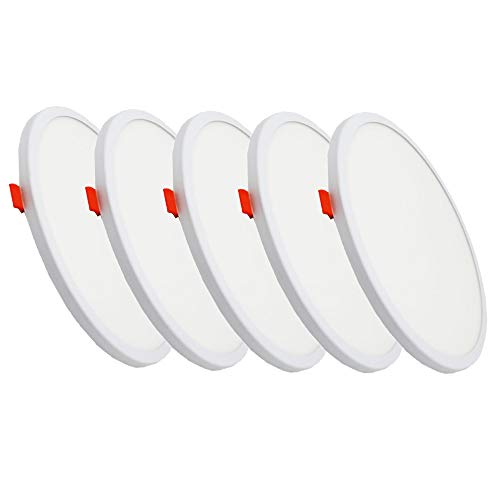 FactorLED Pack x5 Placa LED Circular 20W, Downlight LED Redondo, lampara de techo empotrable, con diámetro ajustable de 50mm a 210mm, Iluminación de interior, drivers incluidos (Blanco Frío) Cover